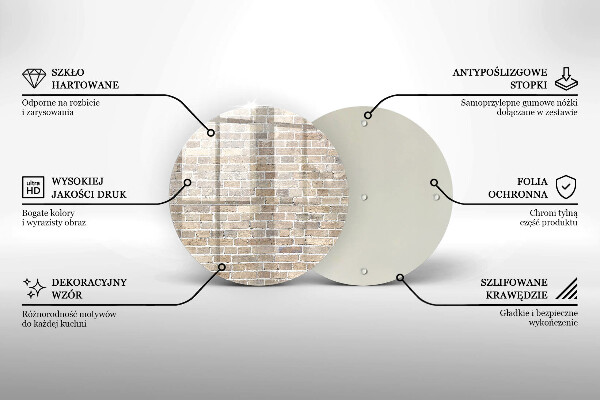 Kuchynská doska veľká zo skla Svetlá tehlová stena