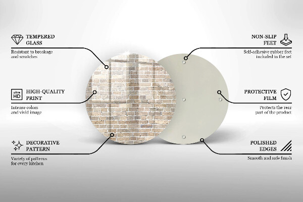 Kuchynská doska veľká zo skla Svetlá tehlová stena