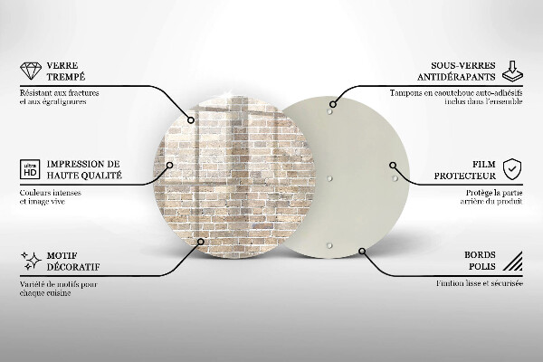 Kuchynská doska veľká zo skla Svetlá tehlová stena