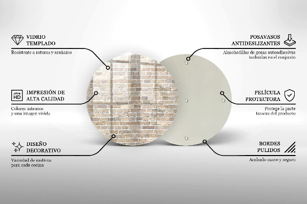 Kuchynská doska veľká zo skla Svetlá tehlová stena