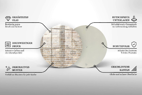 Kuchynská doska veľká zo skla Svetlá tehlová stena