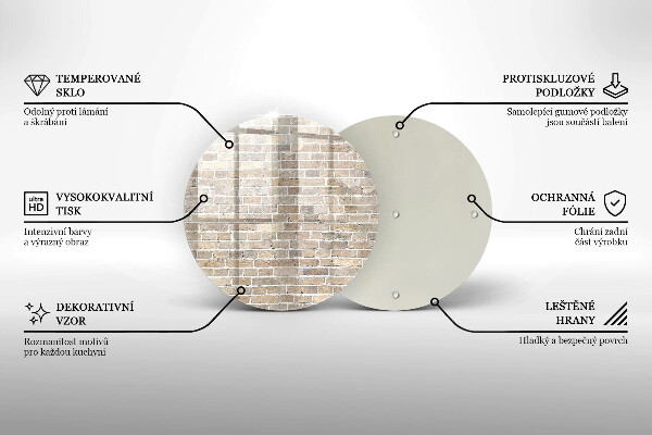 Kuchynská doska veľká zo skla Svetlá tehlová stena