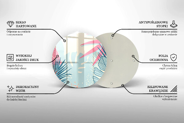 Kuchynská doska veľká zo skla Pastelové listy