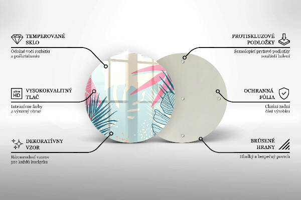 Kuchynská doska veľká zo skla Pastelové listy