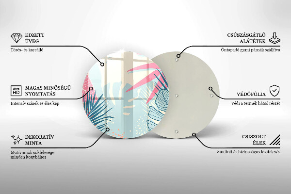 Kuchynská doska veľká zo skla Pastelové listy