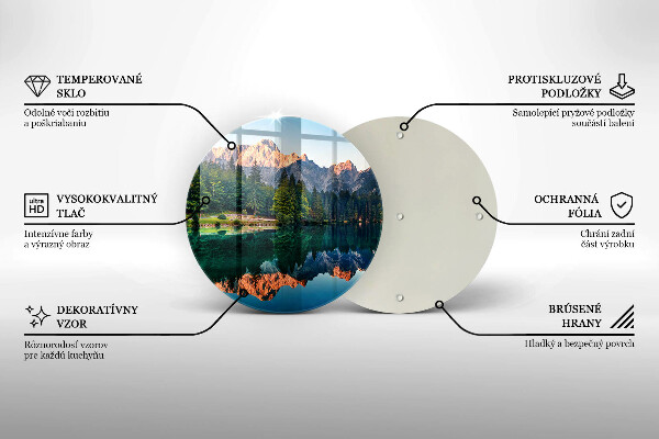 Kuchynská doska veľká zo skla Les a horské jazero