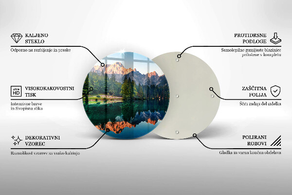 Kuchynská doska veľká zo skla Les a horské jazero