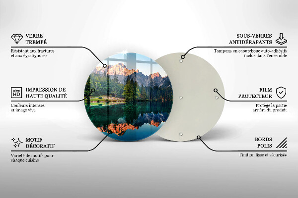 Kuchynská doska veľká zo skla Les a horské jazero