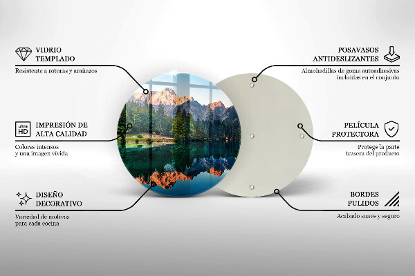 Kuchynská doska veľká zo skla Les a horské jazero