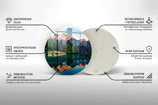 Kuchynská doska veľká zo skla Les a horské jazero