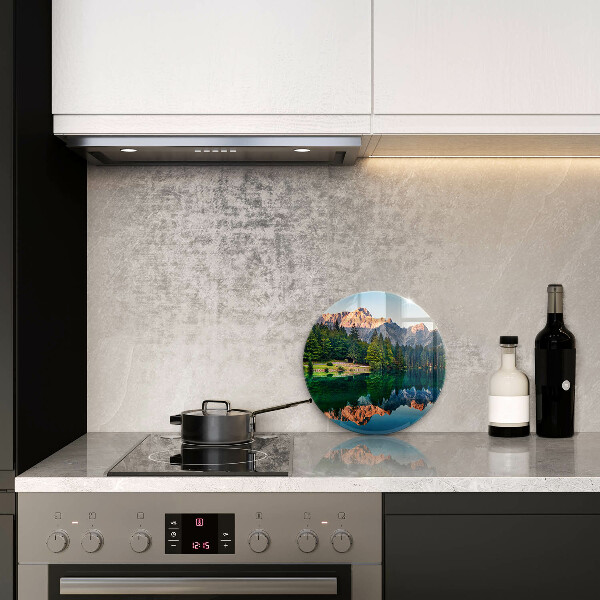 Kuchynská doska veľká zo skla Les a horské jazero