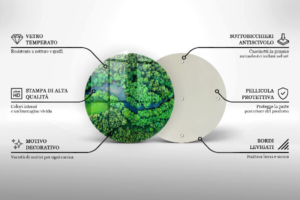 Kuchynská doska veľká zo skla Les a rieka z vtáčej perspektívy