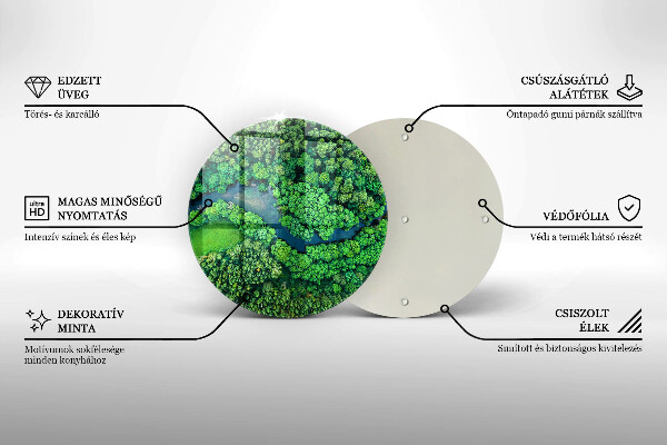Kuchynská doska veľká zo skla Les a rieka z vtáčej perspektívy