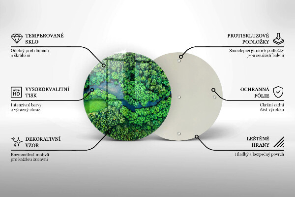 Kuchynská doska veľká zo skla Les a rieka z vtáčej perspektívy