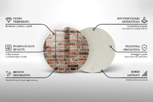 Kuchynská doska veľká zo skla Stará tehlová stena