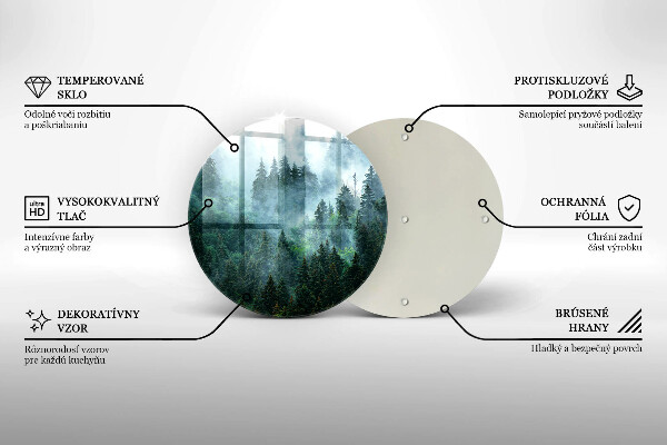 Kuchynská doska veľká zo skla Les v hmle