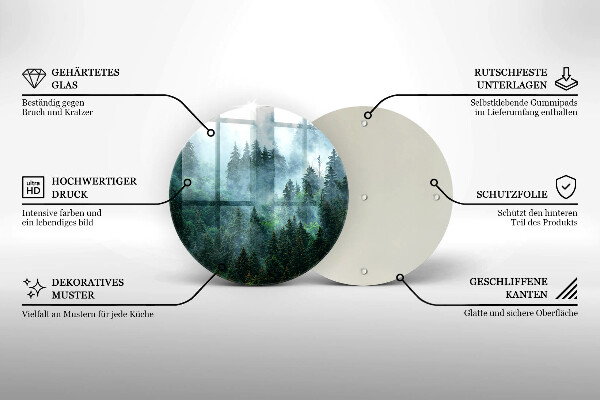 Kuchynská doska veľká zo skla Les v hmle