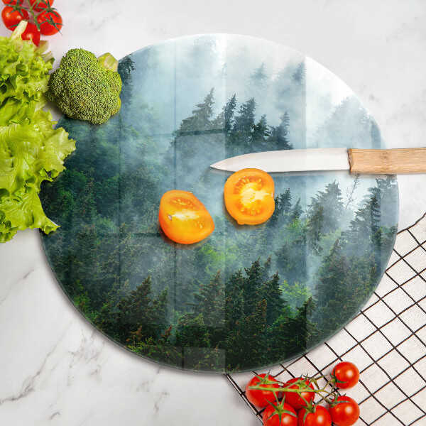 Kuchynská doska veľká zo skla Les v hmle