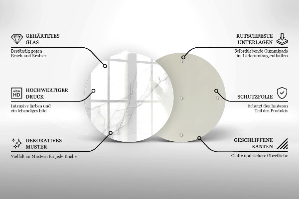 Kuchynská doska veľká zo skla Jemný biely mramor