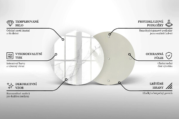 Kuchynská doska veľká zo skla Jemný biely mramor