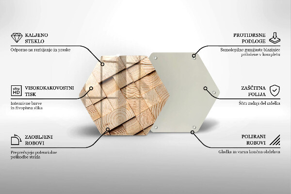 Kuchynská doska zo skla Drevené štvorce