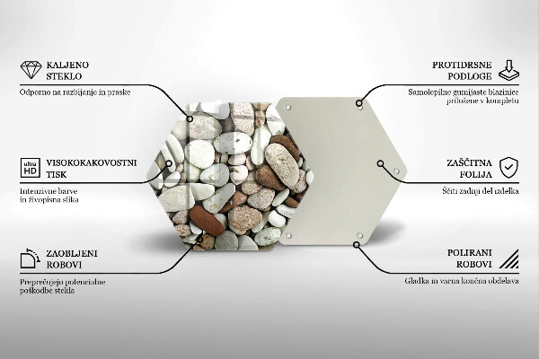 Kuchynská doska veľká zo skla Malé kamienky na pozadí