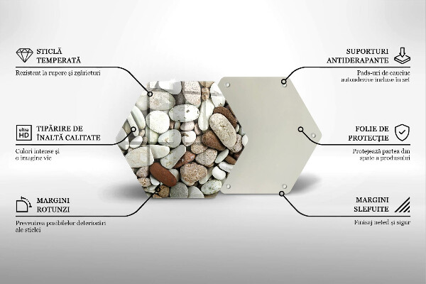 Kuchynská doska veľká zo skla Malé kamienky na pozadí