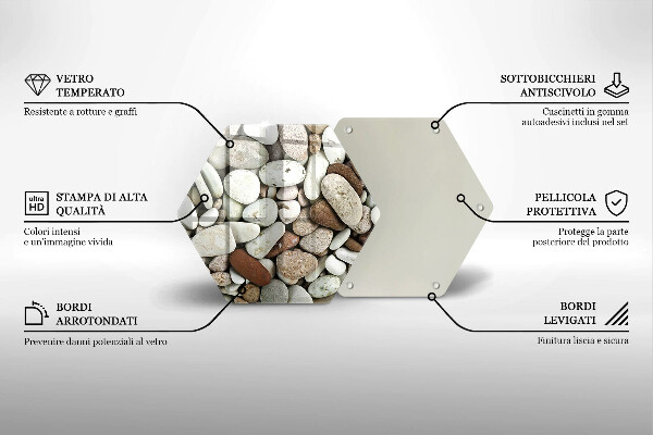 Kuchynská doska veľká zo skla Malé kamienky na pozadí