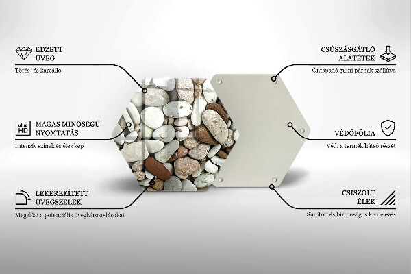 Kuchynská doska veľká zo skla Malé kamienky na pozadí