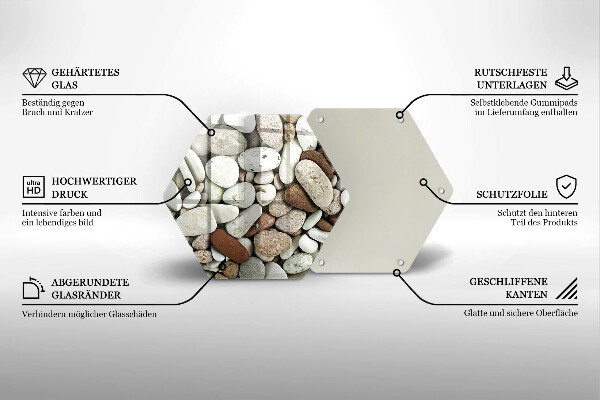 Kuchynská doska veľká zo skla Malé kamienky na pozadí