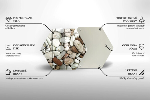 Kuchynská doska veľká zo skla Malé kamienky na pozadí