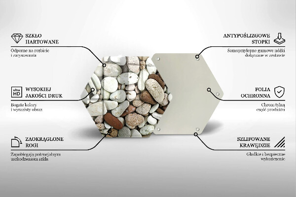Kuchynská doska veľká zo skla Malé kamienky na pozadí