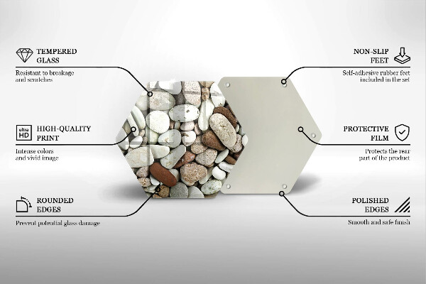 Kuchynská doska veľká zo skla Malé kamienky na pozadí