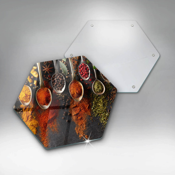 Kuchynská doska veľká zo skla Lyžice s korením