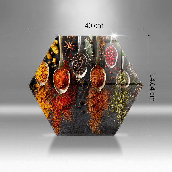 Kuchynská doska veľká zo skla Lyžice s korením