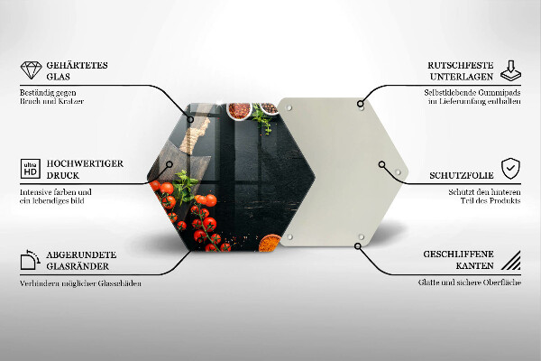 Kuchynská doska veľká zo skla Cherry paradajky