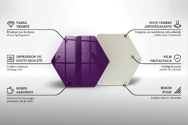 Kuchynská doska veľká zo skla Fialová farba