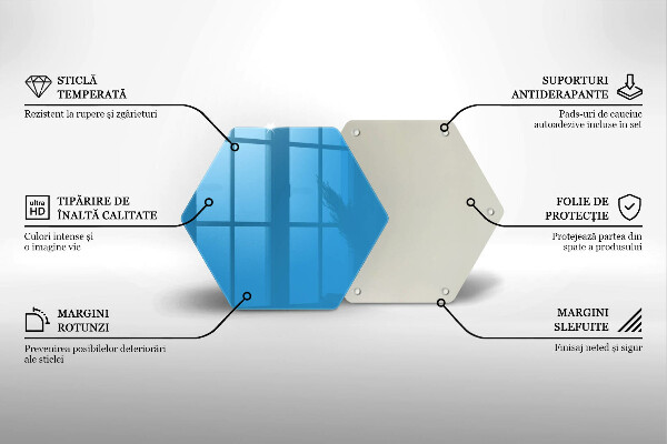 Kuchynská doska veľká zo skla Modrá farba