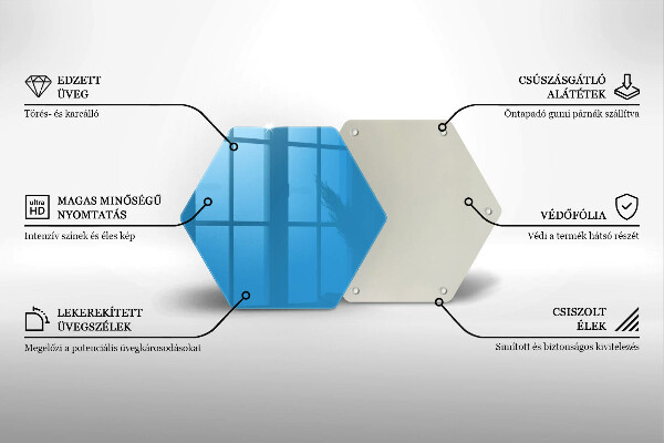Kuchynská doska veľká zo skla Modrá farba