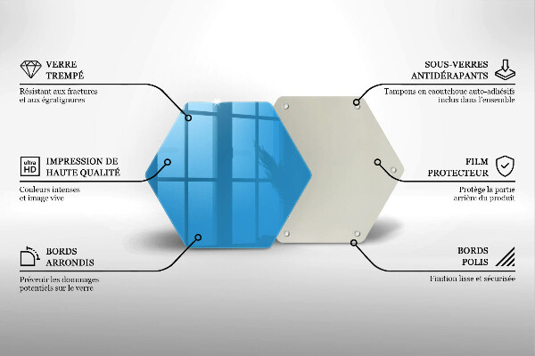 Kuchynská doska veľká zo skla Modrá farba