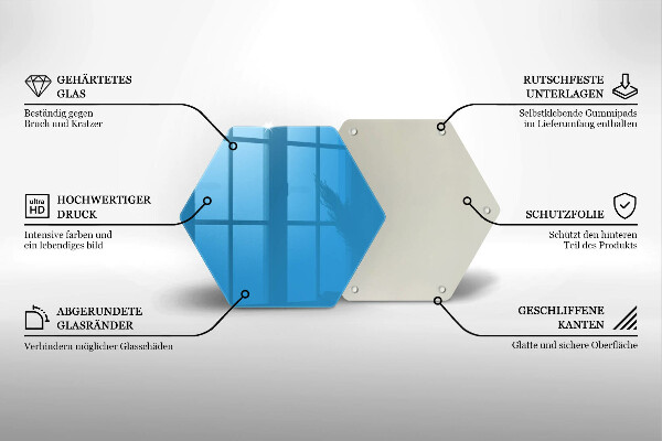 Kuchynská doska veľká zo skla Modrá farba