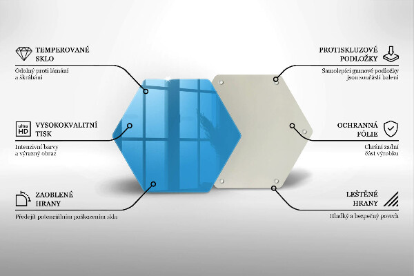 Kuchynská doska veľká zo skla Modrá farba