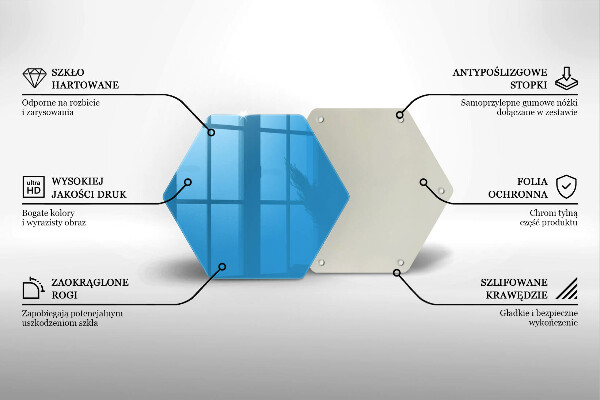 Kuchynská doska veľká zo skla Modrá farba
