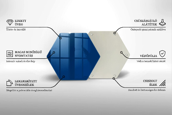 Kuchynská doska veľká zo skla Modrá farba