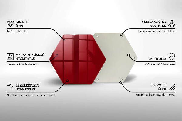 Kuchynská doska veľká zo skla Červená farba