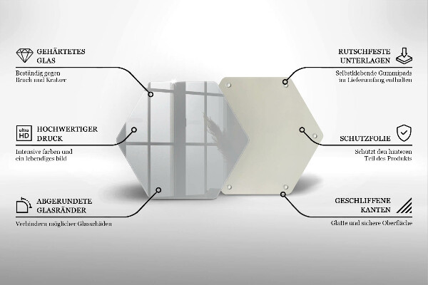 Kuchynská doska veľká zo skla Šedá farba