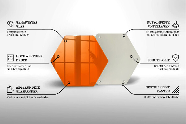 Kuchynská doska veľká zo skla oranžová farba