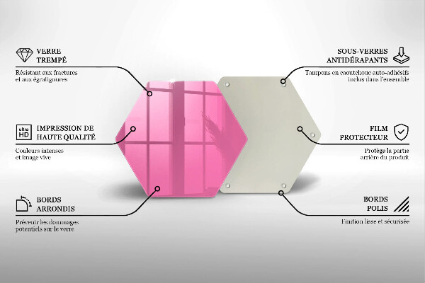 Kuchynská doska veľká zo skla Ružová farba