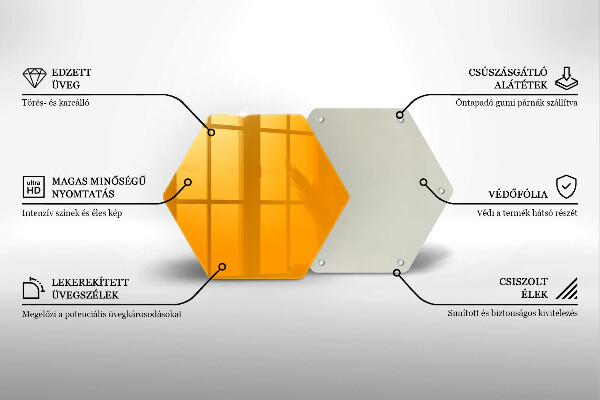 Kuchynská doska veľká zo skla Tmavo žltá farba