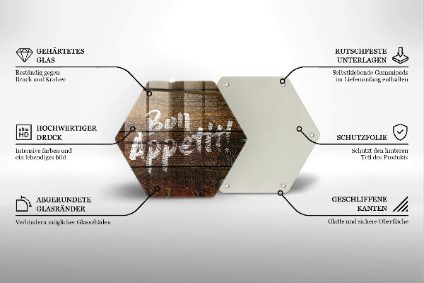 Kuchynská doska veľká zo skla Nápisové tabule Bon Appetit